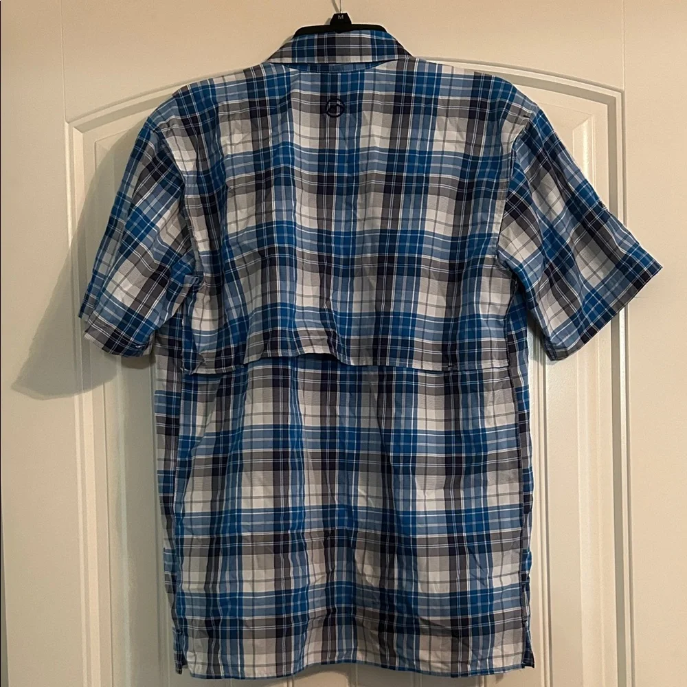 Magellan Men's Casual Blue and White Plaid Shirt - Picture 3 of 3